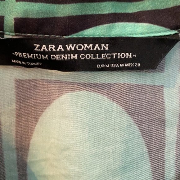 Zara Mini Dress Circles Dots Button Down Women's Size Medium - Picture 4 of 6